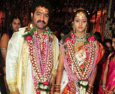 Jr NTR marries Lakshmi Pranathi in Hyderabad Wedding reception photos