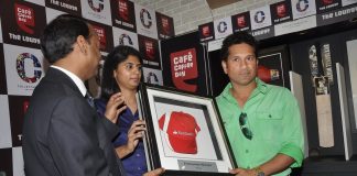 Sachin Tendulkar attends Cafe Coffee Day event