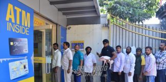 Telugu actor Ravi Babu accompanied by piglet at ATM queue