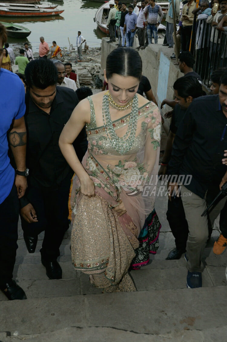 Kangana Ranaut at the banks of Ganga in Varanasi for Manikarnika poster launch