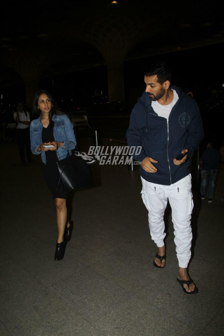 John Abraham & Priya Runchal snapped at the airport