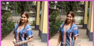 Shamita Shetty poses for cameras at shoot location