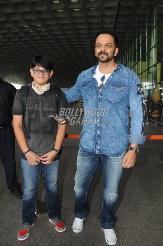 Rohit Shetty and son Ishaan Shetty all smiles and poses at airport