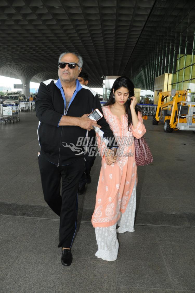 Boney Kapoor, Janhvi Kapoor and Khushi Kapoor leave for Delhi